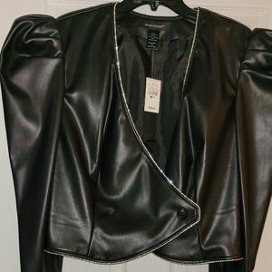 New Never Worn 'Size 12' Faux Leather Jacket w/ Rhinestone Trim